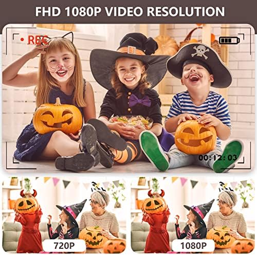 IEBRT Dijital Kamera, 1080P Mini Vlog Kamera Video Kamera LCD Ekran 16X Dijital Zoom 36MP Şarj Edilebilir Nokta ve