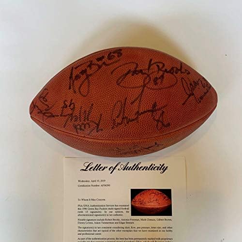 1996 Green Bay Packers Super Bowl Şampiyonu Takımı Wilson NFL Futbol PSA DNA İmzalı Futbol Toplarını İmzaladı