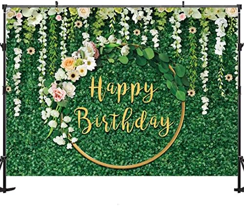 Maijoeyy 9x6ft Mutlu Doğum Günü Zemin Yeşil Çim Doğum Günü Arka Planında Parti Çiçek Mutlu Doğum Günü Fotoğraf Backdrop