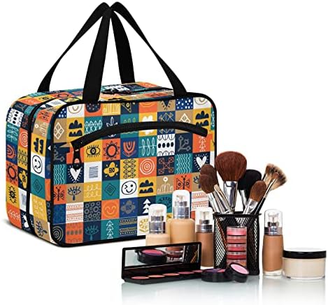 DOMIKING Geometrik Modern Asılı makyaj çantası Taşınabilir Kozmetik Çantaları Seyahat Makyaj Organizatörler Tutucu