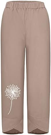 WYBAXZ 2023 Moda Palazzo cepli pantolon kapri pantolonlar Kadınlar için Baskı Pamuk Keten Pantolon Geniş Bacak Rahat