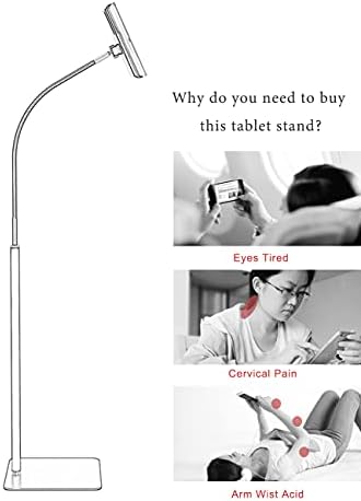 Ayarlanabilir Tablet Zemin Standı, TıWHO Gooseneck Uzun Kol Metal Standı Cep telefonu için Montaj Anahtarı ve ıPad
