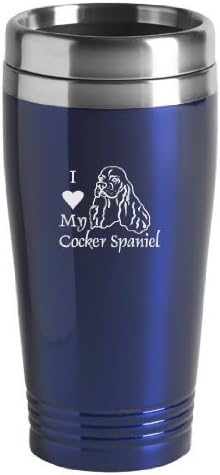 Sutter's Mill Spesiyaliteleri 16 Onsluk Paslanmaz Seyahat Kupası-Cocker Spaniel'imi Seviyorum-Mavi