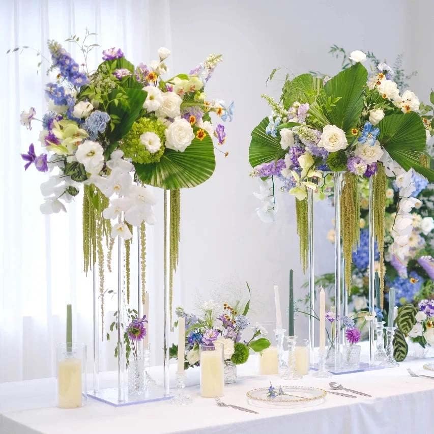 MEİSHAONV 23 inç 10 adet akrilik Çiçek Standı Vazolar Centerpiece Masa Süslemeleri Çiçek Standı Düğün Centerpieces