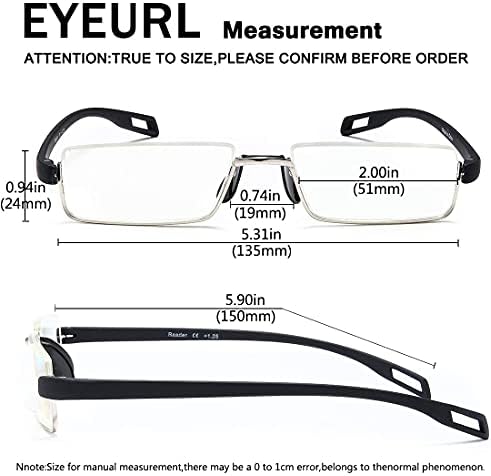 EYEURL okuma gözlüğü Yarım Çerçeve Bilgisayar Okuyucular Erkekler ve Kadınlar için + 2.0 Mavi Ekran Hafif Kaliteli