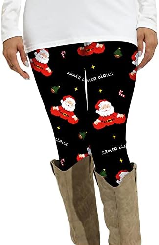 DSODAN Bayan Noel Tayt Yumuşak Fırçalanmış Noel Grafik Baskı Ayak Bileği Uzunlukta Pantolon Kış Termal Yoga Pantolon