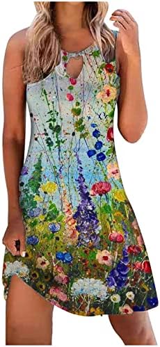 Kadınlar için yaz Elbiseler 2023 Plaj Seksi O-ring Kolsuz Sundress Batik Çiçek Elbise Hawaii Parti Kulübü Tankı Elbise