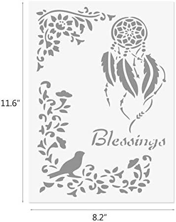 Gül Çiçek Geyik Şablonlar, 8 Adet Ağaç Asma Kuş Kelebek Fransız Tarzı Mandala Boyama Şablonlar, Çiçek Tasarım için