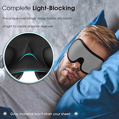 Uyku için PrettyCare Göz Maskeleri, 3D Konturlu Uyku Gece Maskesi, Engelleme ışığı %100, Kulak Tıkacı ve Seyahat Çantası