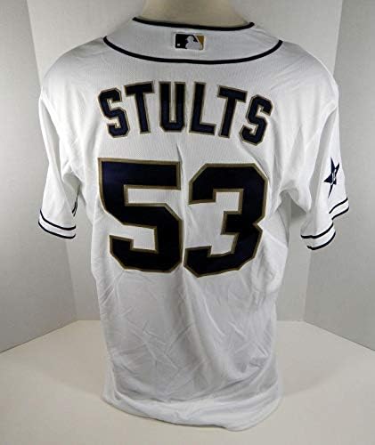 2014 San Diego Padres Eric Stults 53 Oyun Yayınlanan Beyaz Forma JC Yaması - Oyun Kullanılmış MLB Formaları