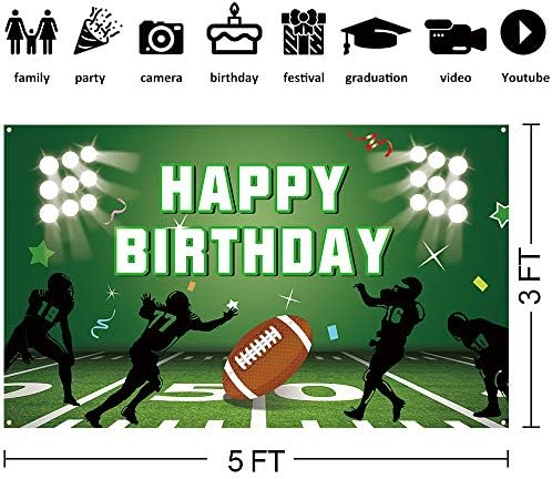 Hptmus Futbol Doğum Günü Partisi Süslemeleri-5x3Ft Futbol Sahası Zemin Futbol Temalı Arka Plan için Parti Malzemeleri