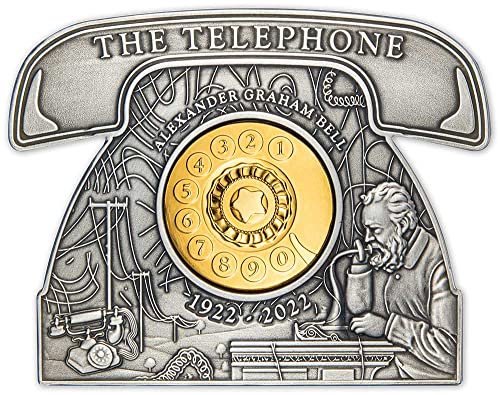 2022 DE Modern Hatıra PowerCoin Alexander Graham Bell 100th Yıldönümü Şekilli 3 Oz Gümüş Sikke 5 $ Barbados 2022 Antika