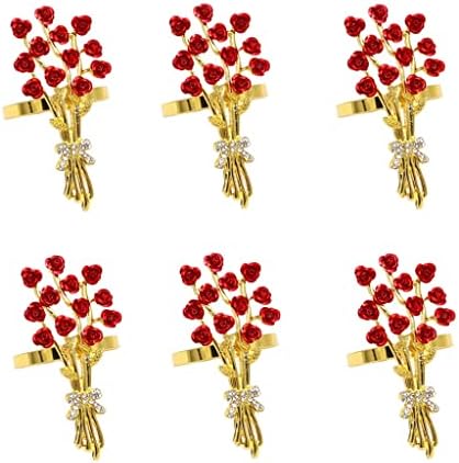BHVXW 6 Adet Gül Çiçek Peçete Halkaları İnci Çiçek Peçete Tutucu Yüzükler Akşam Yemeği Partileri Düğün için (Renk: