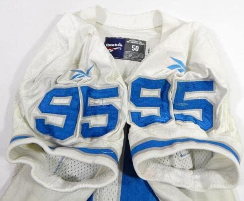 1997 Detroit Aslanları Mike Wells 95 Oyun Kullanılmış Beyaz Forma 50 DP32680-İmzasız NFL Oyun Kullanılmış Formalar
