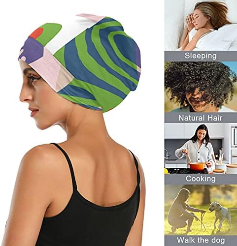Kafatası Kap Uyku Kap Çalışma Şapka Bonnet Beanies Kadınlar için Renkli Geometrik Patchwork Çizgili Uyku Kap Çalışma