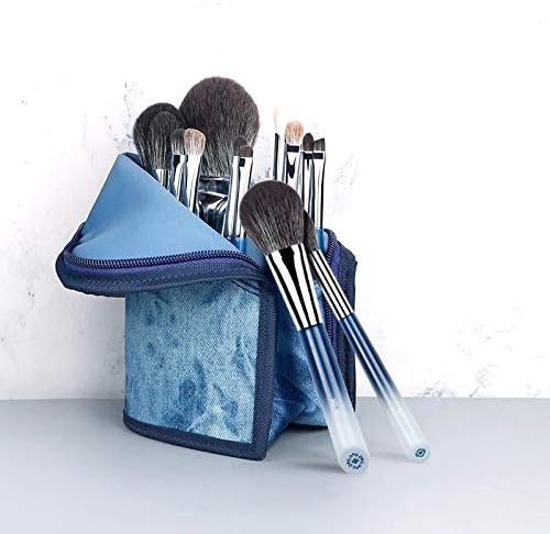 SLNFXC Açık Mavi Makyaj Fırçalar Set Yumuşak Naylon Saç Vakfı Allık Dudak Göz Farı Kozmetik Karıştırma Makyaj Fırça