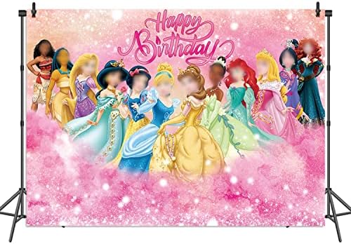 Pembe Prenses Zemin Doğum Günü Partisi için Prenses Fotoğraf Arka Plan Prenses Parti Süslemeleri Kızlar Çocuklar için