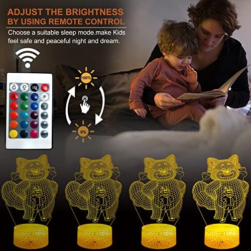 JMLLYCO Kırmızı Panda Gece Lambası Çocuklar için 3D Illusion Masa Panda Hediyeler Lamba 16 Renk Değişimi Uzaktan Kumanda
