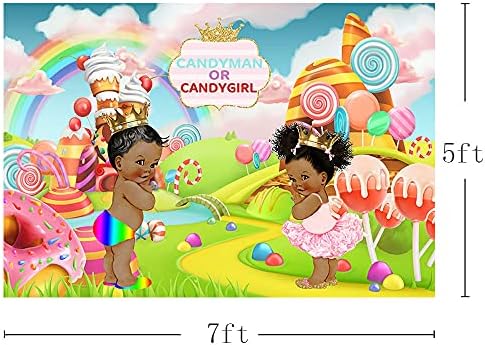 MEHOFOND 7x5ft Candyland Tema Cinsiyet Reveal Bebek Duş Zemin Şeker Adam veya Şeker Kız Gökkuşağı Dondurma Çörek Lolipop