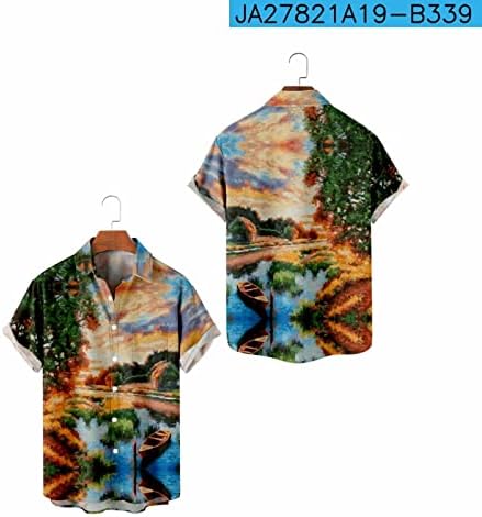 XXBR 2023 Yeni 2022 Erkekler Kısa Kollu Baskılı Plaj Gömlek Yaprak Desen Çiçek Gömlek Casual Uzun Kollu Kalın Gömlek