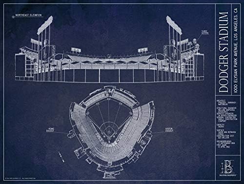 Dodger Stadyumu Blueprint Tarzı Baskı (Çerçevesiz, 18 x 24)