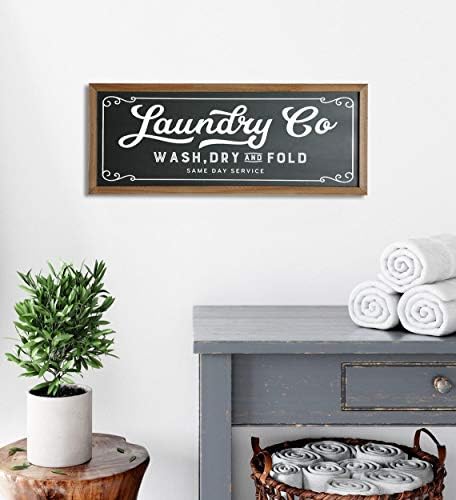Çamaşır İşareti Aile Çamaşır Odası Dekor Rustik Ahşap Çerçeve Çiftlik Evi Duvar Sanatı Siyah İşaretleri Yüzey Su Geçirmez