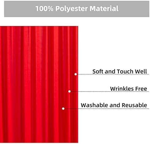 10ft×9ft Kırışıklık Ücretsiz Kırmızı Zemin Perde Panelleri için Parti 2 Paneller 5ft×9ft Kırmızı Polyester Perdeler