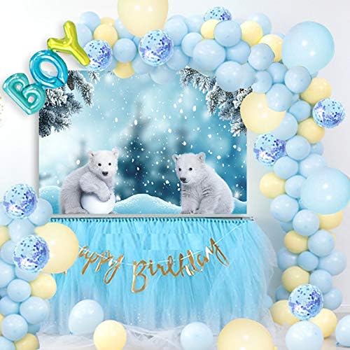 Kış Beyaz Kutup Ayısı Fotoğraf Arka Plan Buz Kar Noel 5x3ft Bebek Duş Çocuk Doğum Günü Partisi Zemin Kar Tanesi Orman