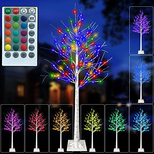5 Ayaklar LED renk değiştirme huş ağacı ışık RGBW dim ışıklı huş ağacı ile 16 değişen renkler 4 aydınlatma modları,