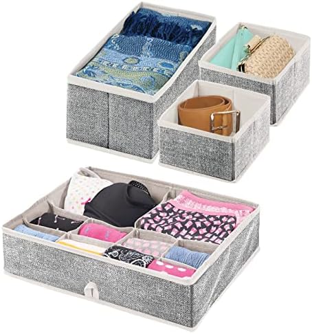 mDesıgn Soft Fabric Dresser Çekmece ve Yatak Odası için Dolap Depolama Organizatörü Kutuları - Gömlek, Çorap, Kısa,