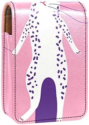 ORYUEKAN Ruj Kılıfı Ayna ile Sevimli Taşınabilir Makyaj Çantası kozmetik torbası, Komik Hayvan Karikatür Güzel Kedi